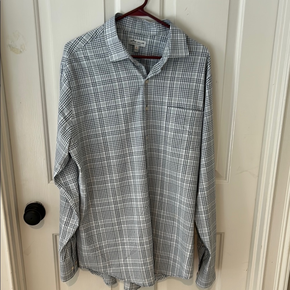 Peter Millar Gray Plaid Casual Button Down Shirt